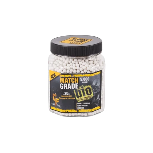 Game Face Match Grade White Biodegradable Airsoft BBs – .20g (5,000 Count)