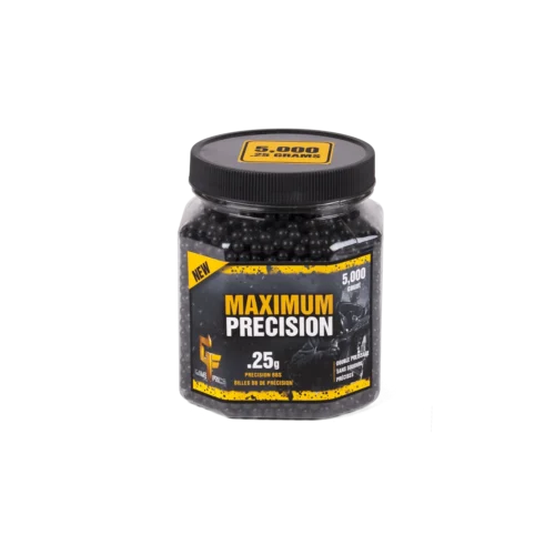 Game Face Match Grade Black Airsoft BBs – .25g (5,000 Count)