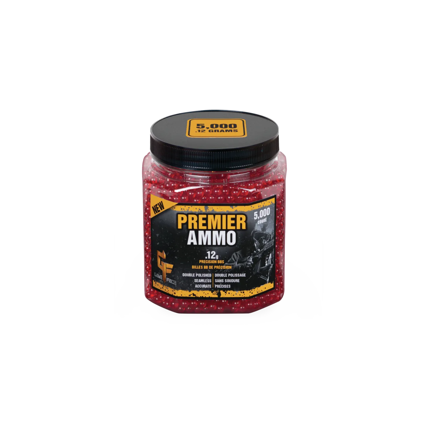 Game Face Premier Translucent Red Airsoft BBs – .12g (5,000 Count) - Image 2