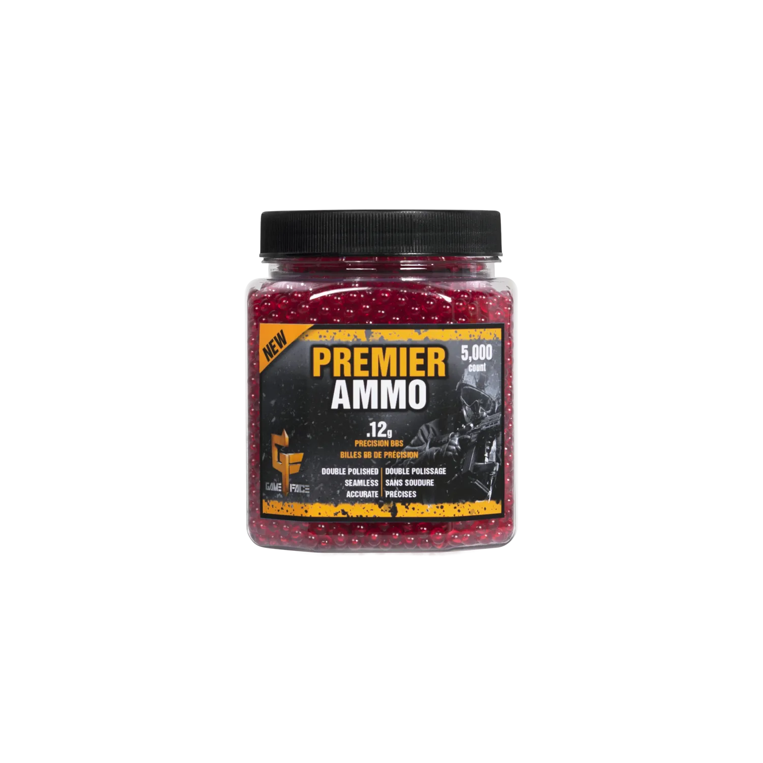 Game Face Premier Translucent Red Airsoft BBs – .12g (5,000 Count) - Image 3