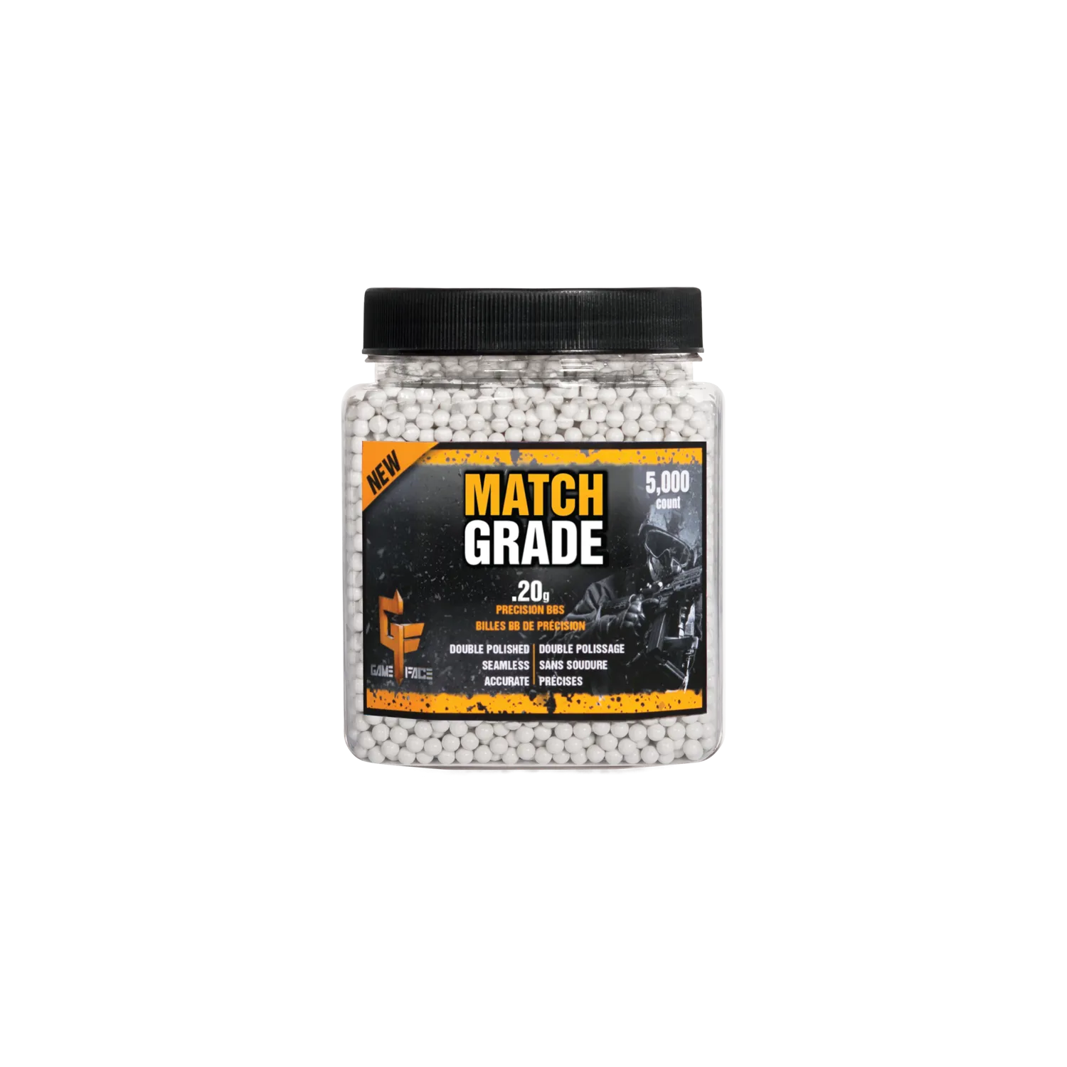 Game Face Match Grade White Airsoft BBs – .20g (5,000 Count) - Image 3