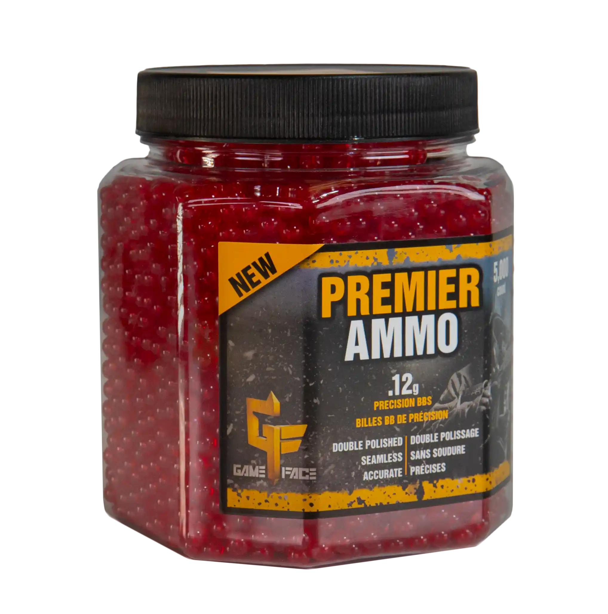 Angled View of Game Face Premier Airsoft Ammo (.12) ASP512