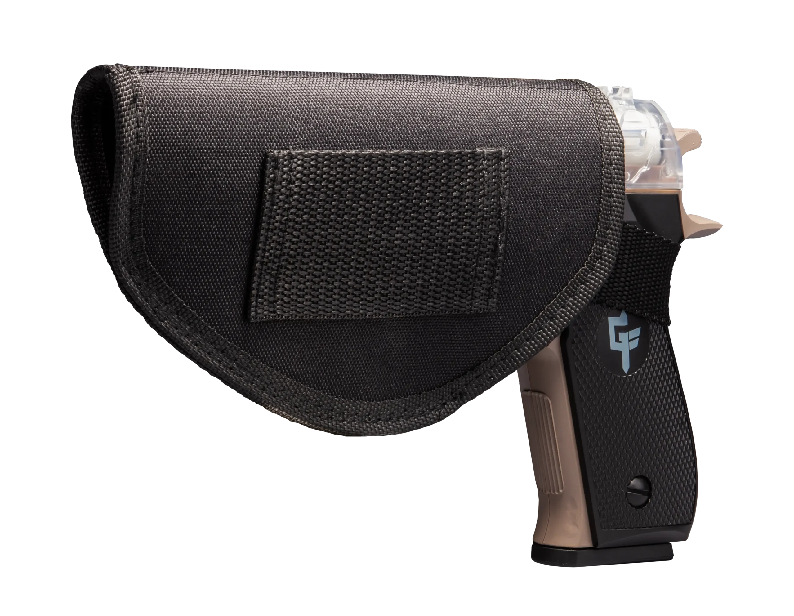 Right Angled View of GameFace Recon Kit Tan and Clear GFRAP22KTC