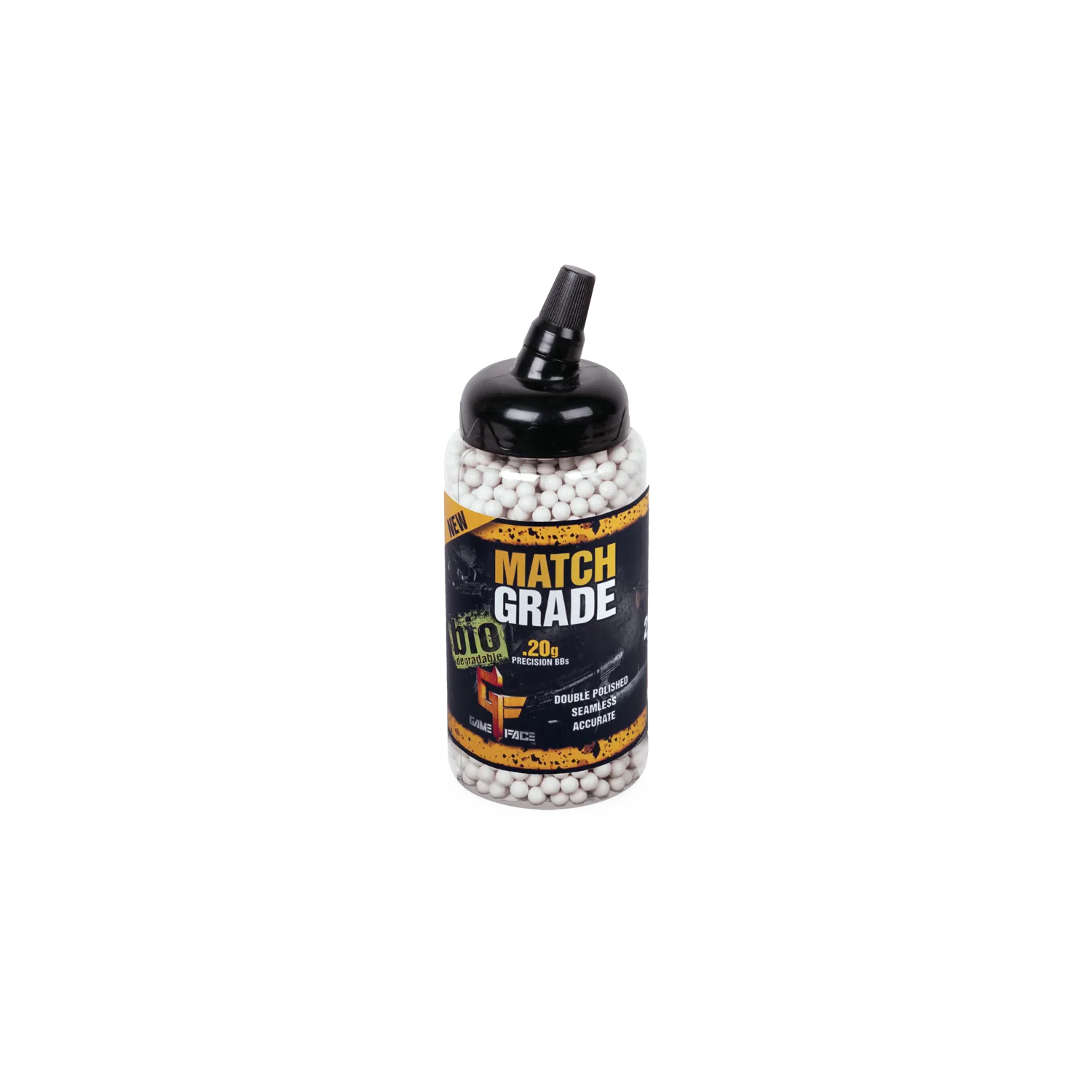 Game Face Match Grade White Biodegradable Airsoft BBs – .20g (2,000 Count)