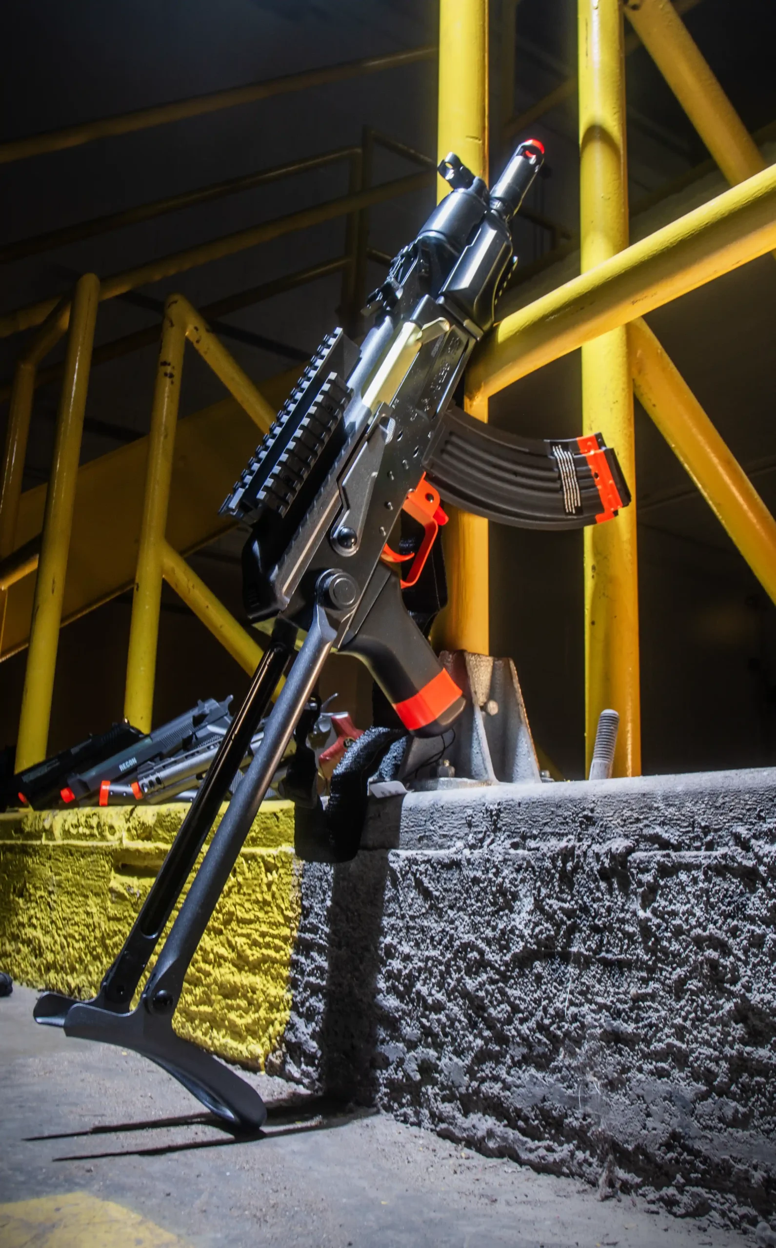 Angled View of GameFace GF76 Airsoft Rifle Lifestyle Indoors